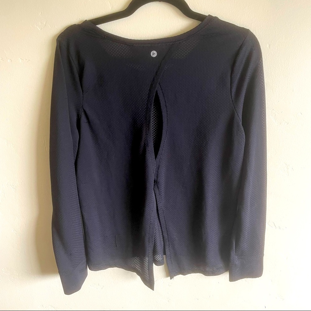 Black mesh long sleeve workout shirt